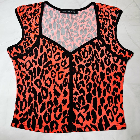 Dolls Kill Tops - Dolls Kill Orange Leopard Top